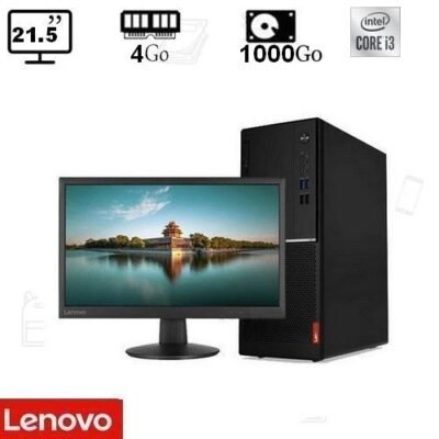 Lenovo PC Bureau Lenovo V50T-13IMB – Core I3 – 4GB – 1000 GO – 22” – Garantie 6 Mois